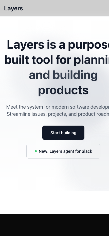Layers mobile website screenshot