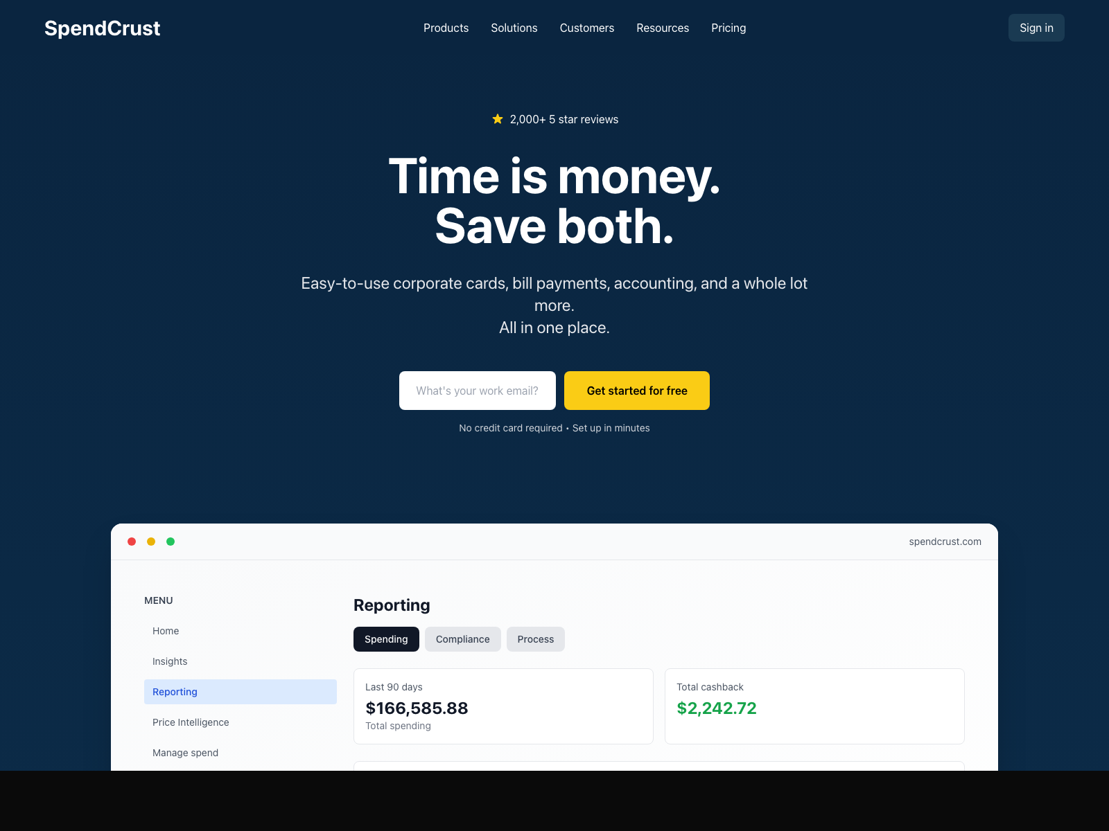 SpendCrust desktop website screenshot