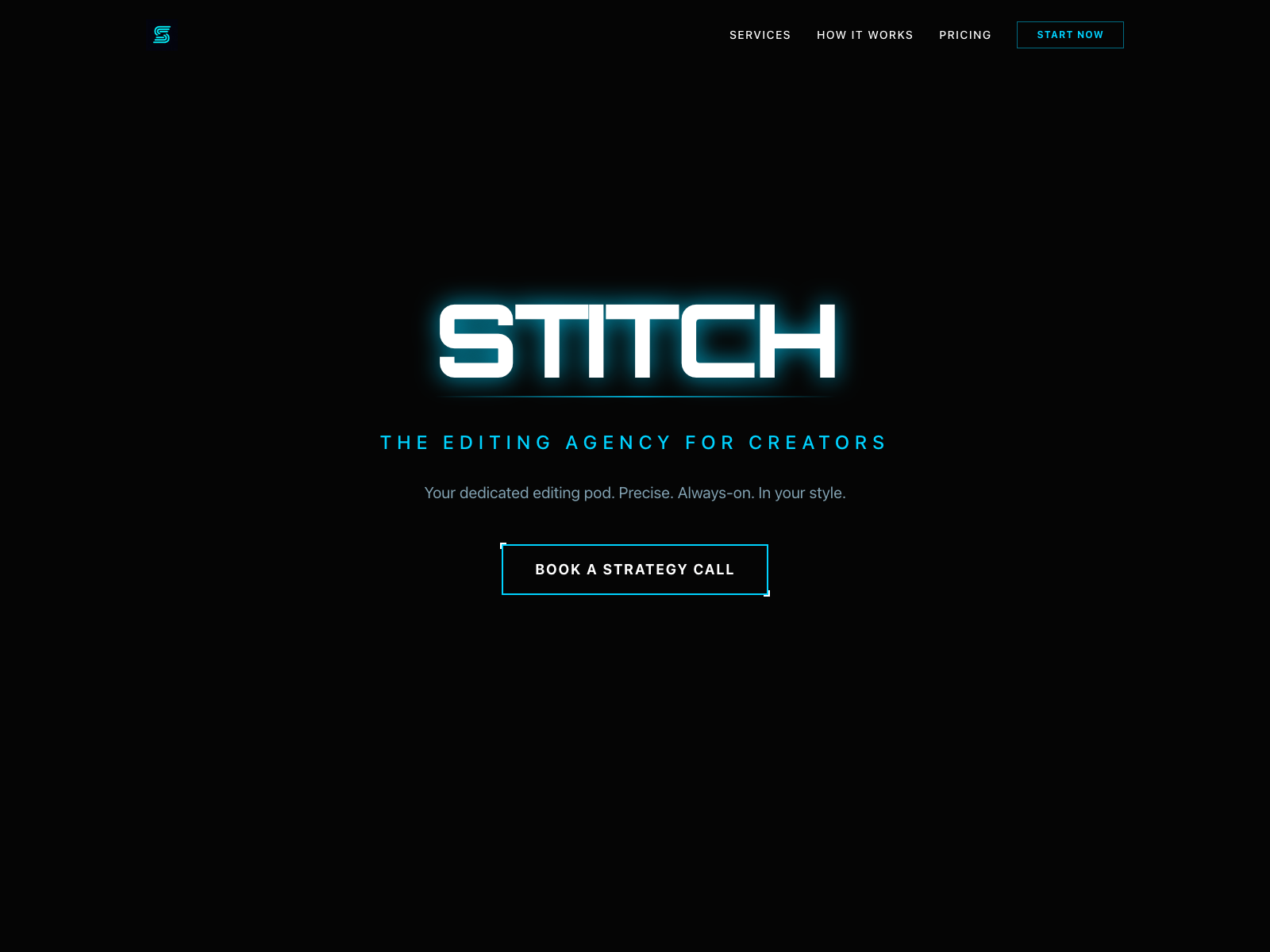 Stitch Video Editing Agency desktop website screenshot